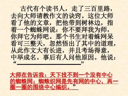 初中作文指导 如何围绕中心选材课件PPT