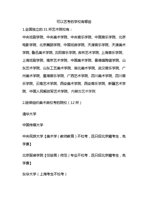 可以艺考的学校有哪些