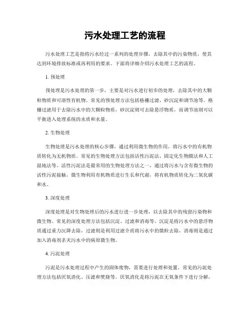 污水处理工艺的流程