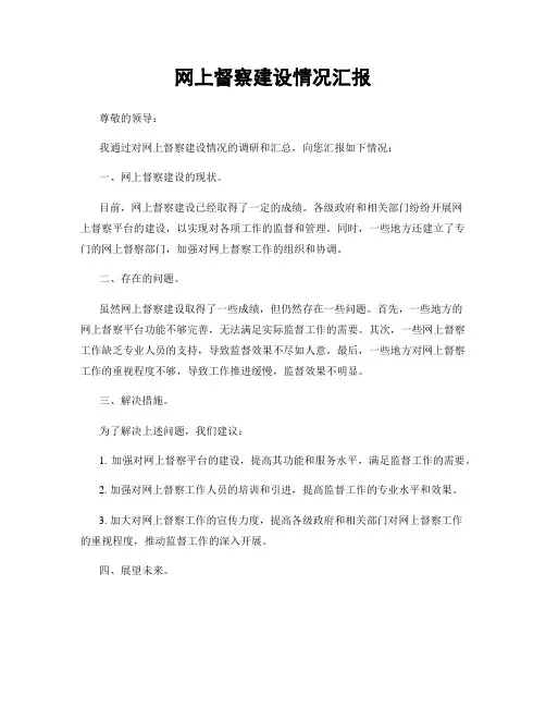 网上督察建设情况汇报