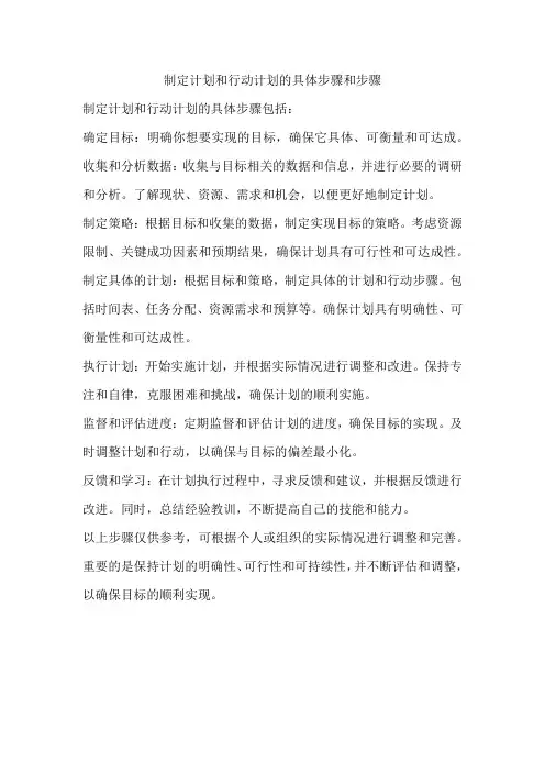 制定计划和行动计划的具体步骤和步骤