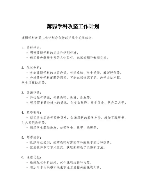薄弱学科攻坚工作计划
