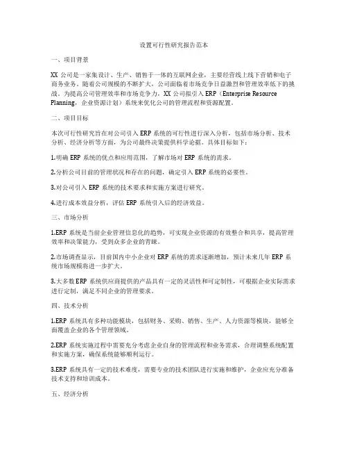 设置可行性研究报告范本