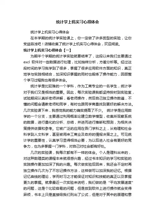 统计学上机实习心得体会