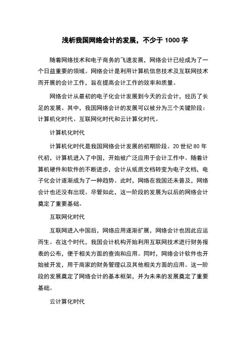 浅析我国网络会计的发展