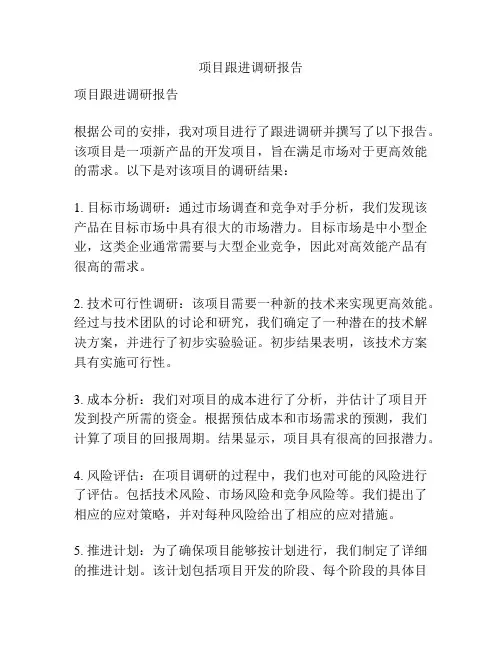 项目跟进调研报告