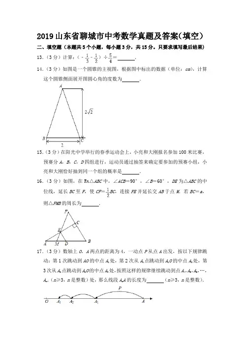2019山东省聊城市中考数学真题及答案(填空)