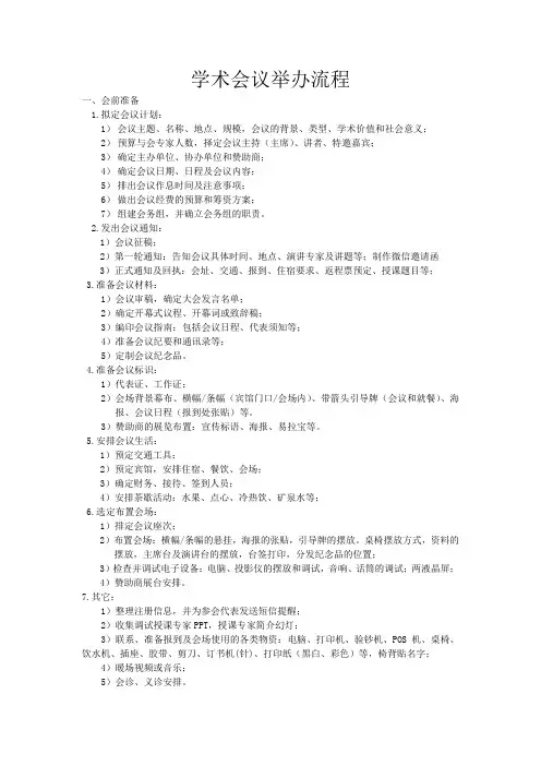 学术会议举办流程