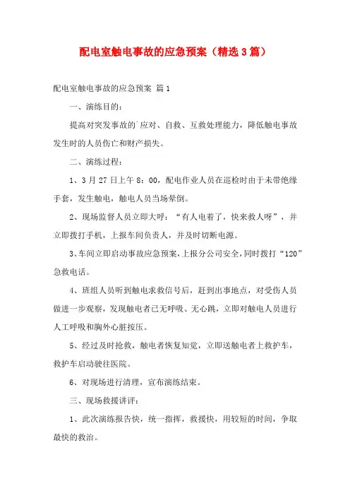 配电室触电事故的应急预案(精选3篇)
