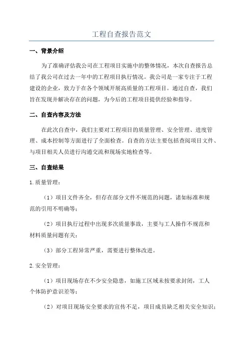 工程自查报告范文