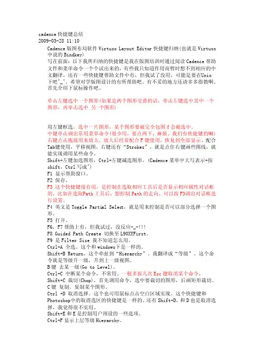 cadence画版图快捷键总结