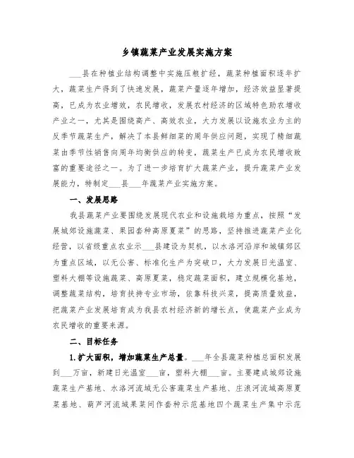 乡镇蔬菜产业发展实施方案（二篇）