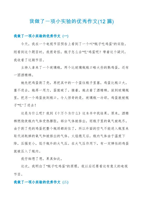 我做了一项小实验的优秀作文(12篇)