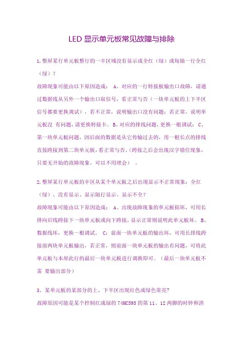 LED显示单元板常见故障与排除