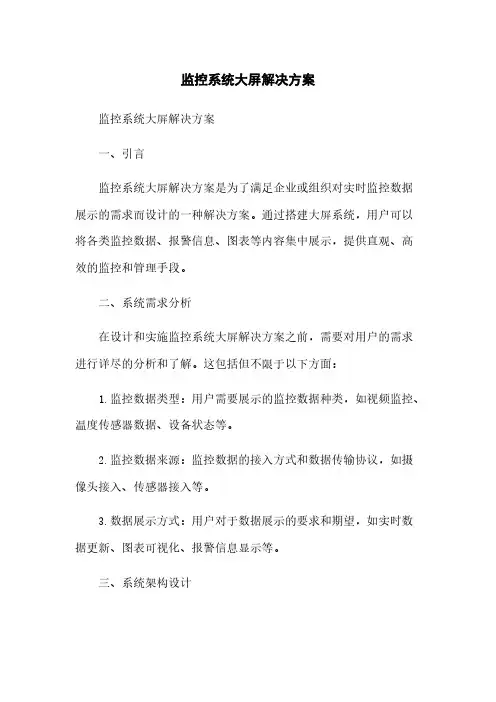 监控系统大屏解决方案