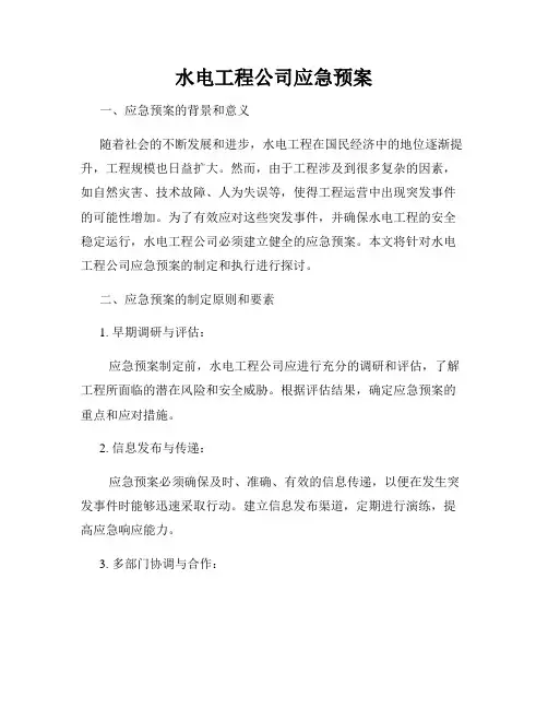 水电工程公司应急预案