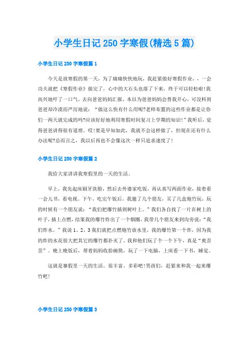 小学生日记250字寒假(精选5篇)