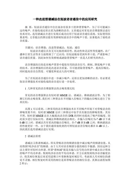 一种改进型谱减法在短波语音通信中的应用研究