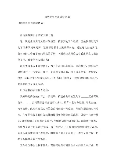 出纳实务实训总结(5篇)