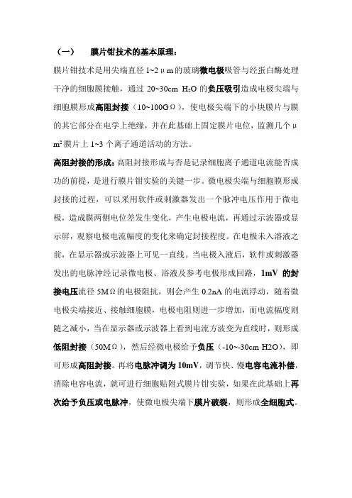 膜片钳技术的基本原理