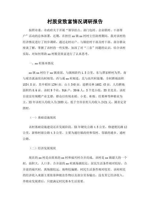 村脱贫致富情况调研报告