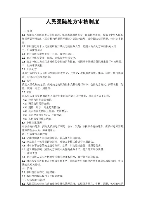 人民医院处方审核制度