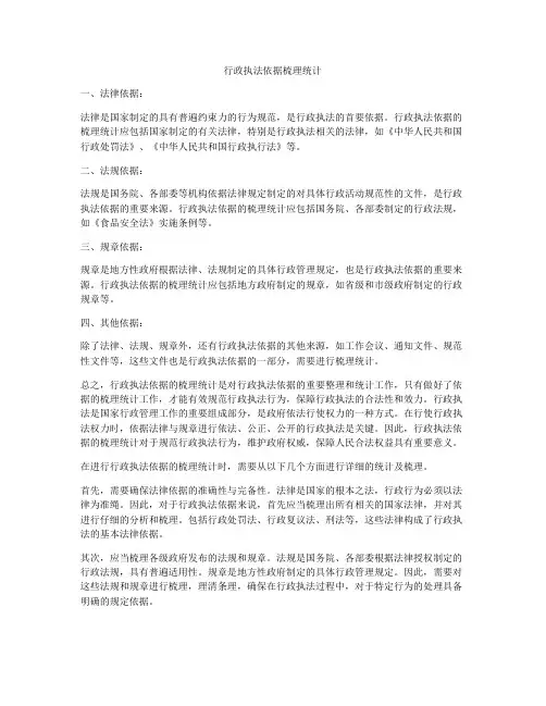 行政执法依据梳理统计