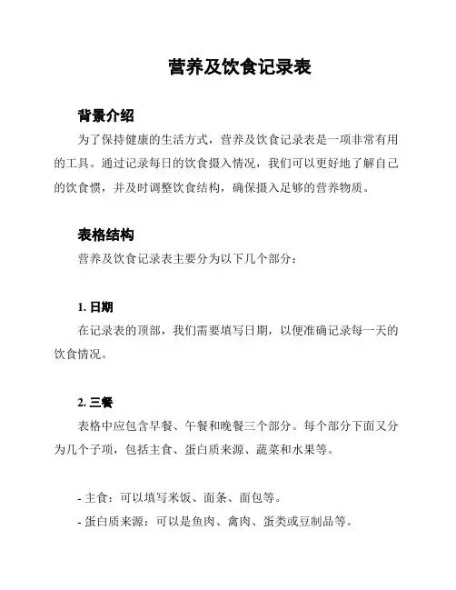 营养及饮食记录表