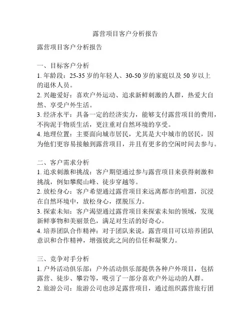 露营项目客户分析报告