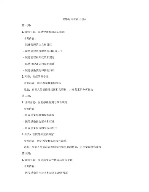 院感每月培训计划表