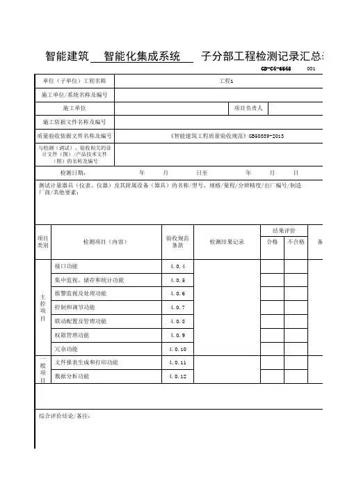 6.5.45智能建筑智能化集成系统子分部工程检测记录汇总表