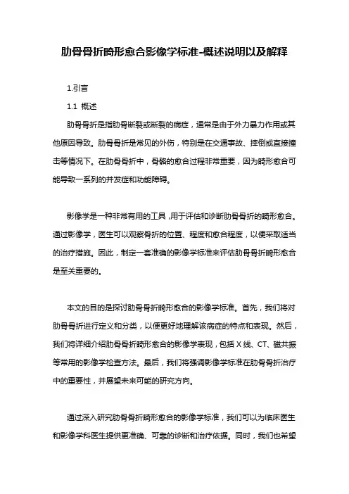 肋骨骨折畸形愈合影像学标准-概述说明以及解释