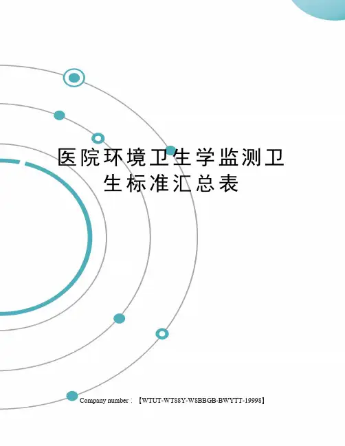 医院环境卫生学监测卫生标准汇总表