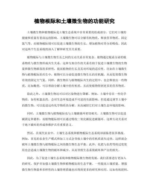 植物根际和土壤微生物的功能研究