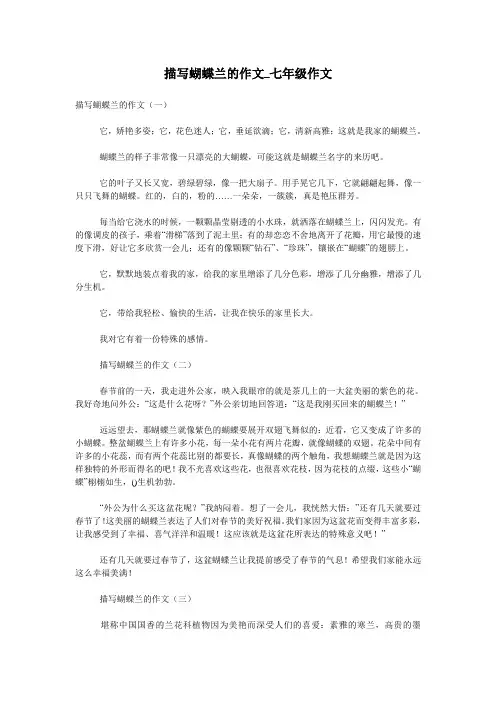 描写蝴蝶兰的作文_七年级作文