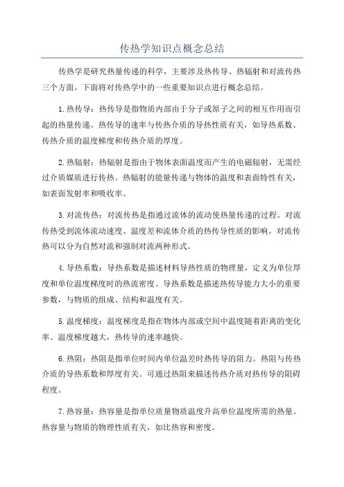 传热学知识点概念总结