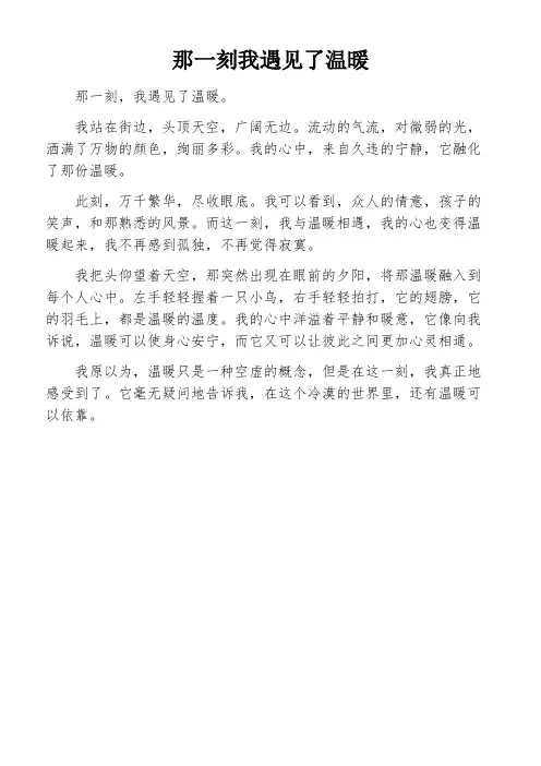 那一刻我遇见了温暖