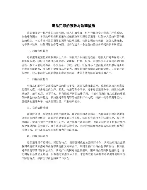 毒品犯罪的预防与治理措施