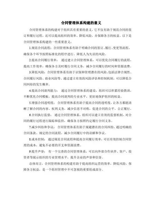 合同管理体系构建的意义
