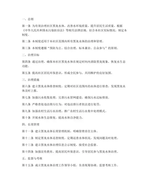 社区黑臭水体管理制度范本