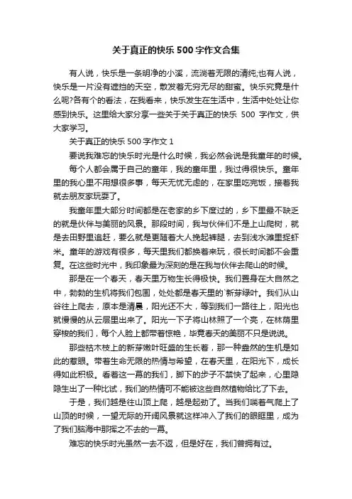 关于真正的快乐500字作文合集
