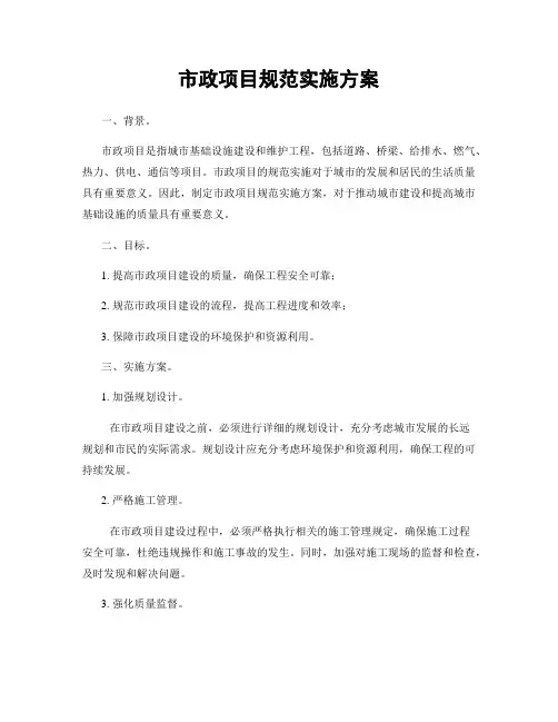 市政项目规范实施方案