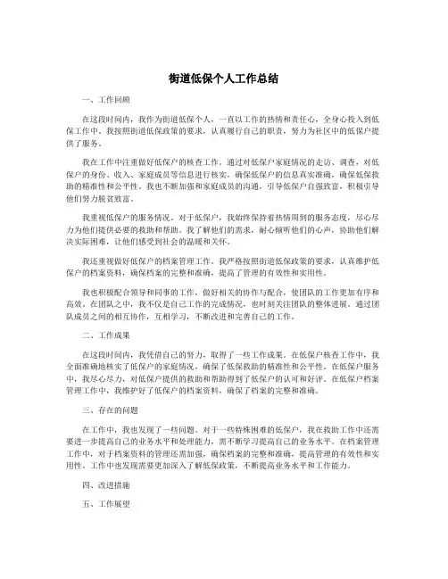 街道低保个人工作总结