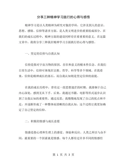 分享三种精神学习践行的心得与感悟