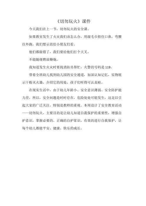 《切勿玩火》课件