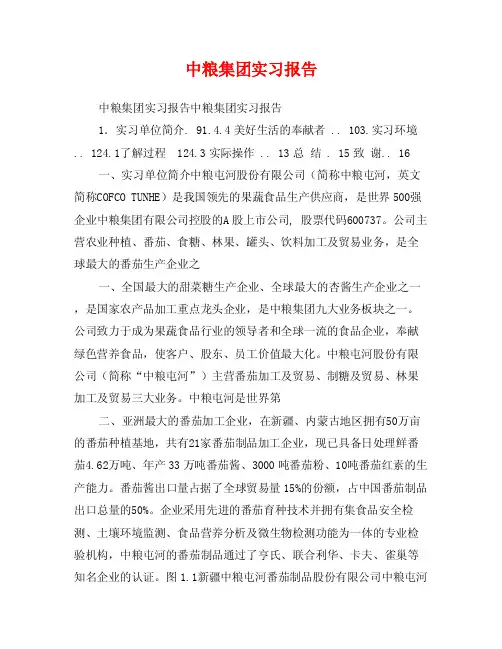 中粮集团实习报告