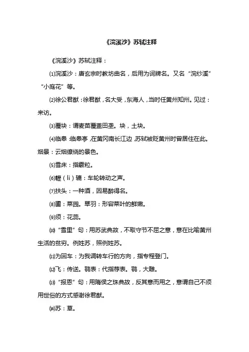 《浣溪沙》苏轼注释