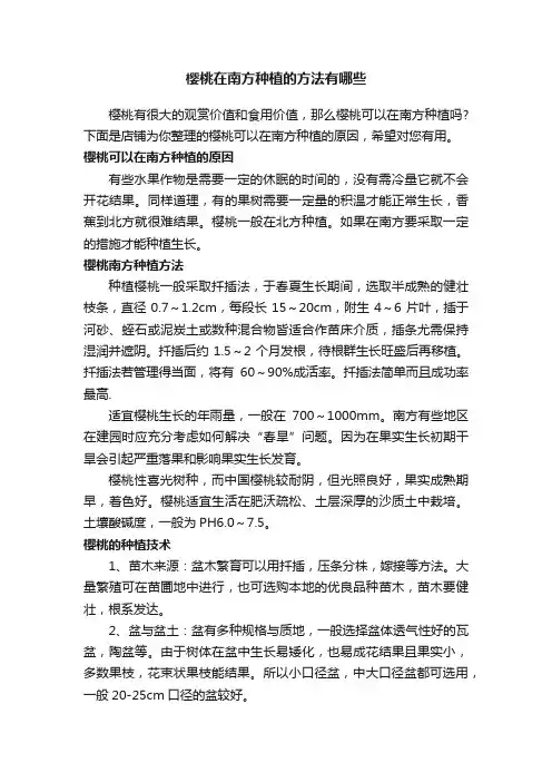 樱桃在南方种植的方法有哪些