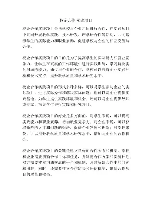 校企合作 实践项目