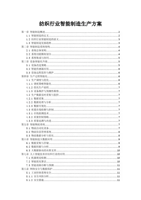纺织行业智能制造生产方案